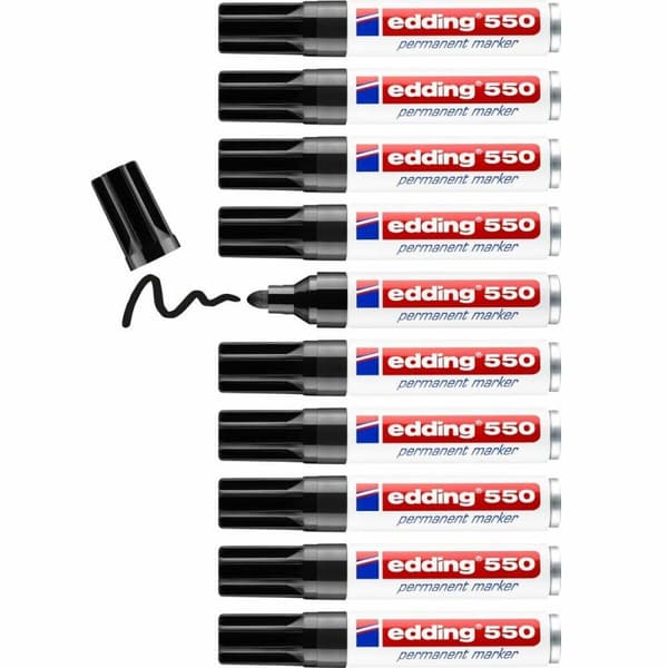 Permanent markörpenna Edding 550 Svart (10 antal)