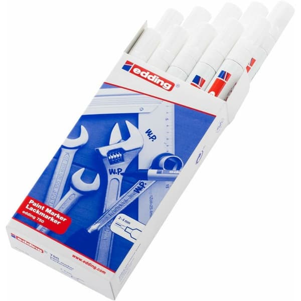 Permanent markörpenna Edding 750  Vit (10 antal)