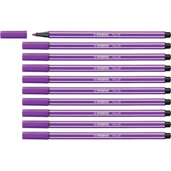Tuschpennor Stabilo Pen 68 Lila (10 Delar)