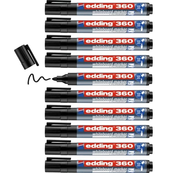 Whiteboard penna Edding 360 Laddningsbar Svart (10 antal)