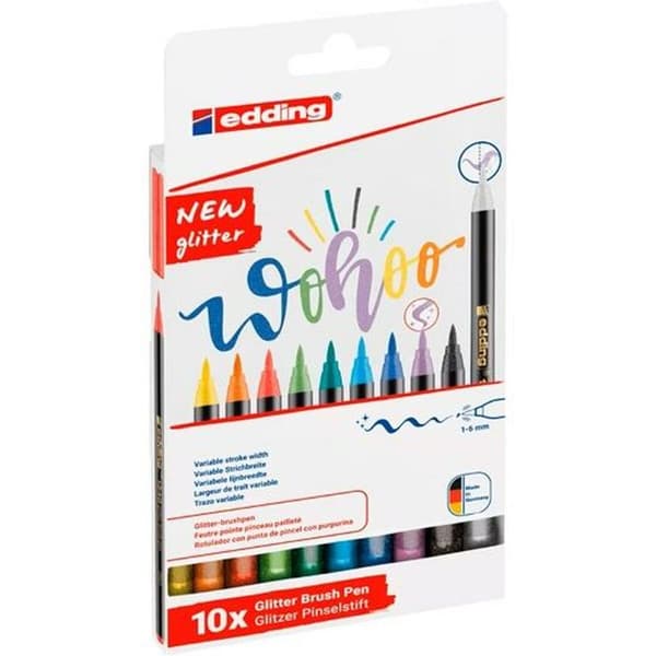 huopakärkiset kynät Edding 1340 Glitter Brush Monivärinen 10 Kappaletta