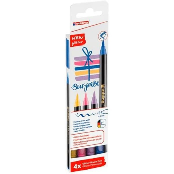 Tuschpennor Edding 1340 Brush Multicolour Glitter Fall 4 Delar