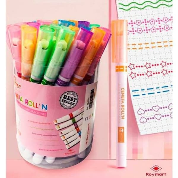 Tuschpennor Roymart Cenefa Roll'N 36 Delar Multicolour