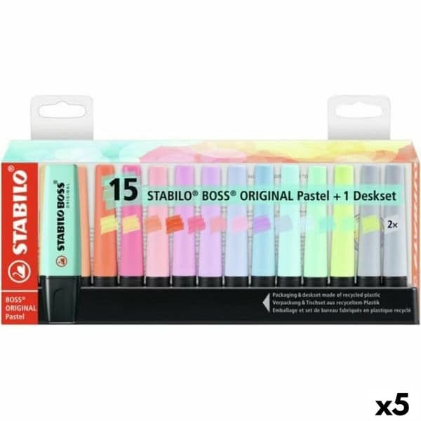 Fluorescerande markörsuppsättning Stabilo Boss Multicolour (5 antal)