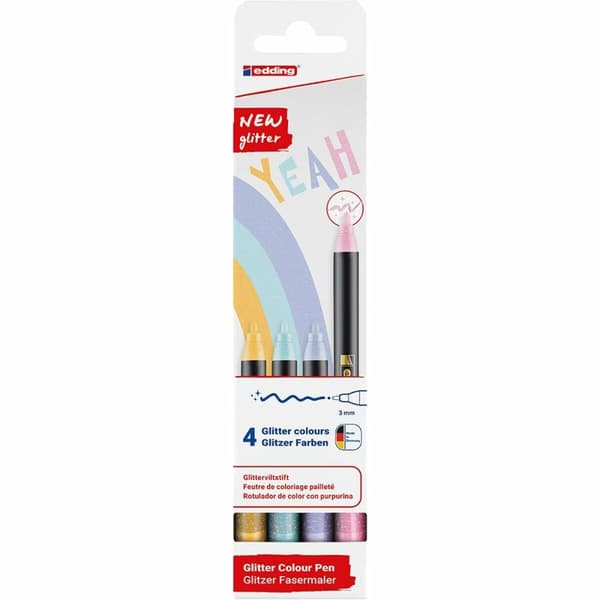 Tuschpennor Edding 1200 Multicolour Bakverk Glitter 4 Delar