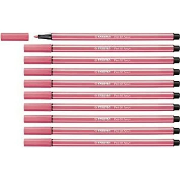 Markør Stabilo Pen 68 Fluor Fluorescerende Rød (10 Dele)