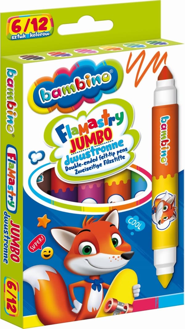 Bambino dobbeltsidede jumbo tuscher 12 farver