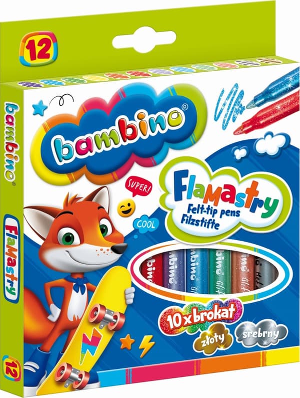Glitter tuscher 12 farver BAMBINO
