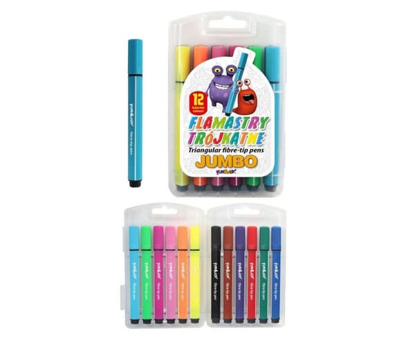 Jumbo kolmiomerkit 12 väriä muovilaatikossa Fun&Joy