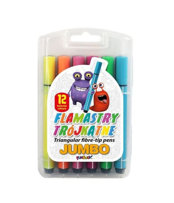 Jumbo kolmiomerkit 12 väriä muovilaatikossa Fun&Joy