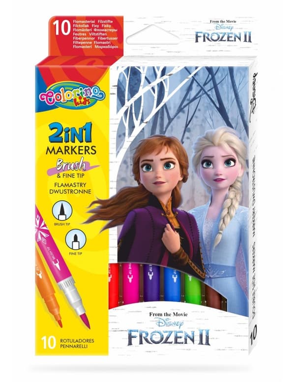 Kaksipuoliset tussit 10 väriä Frozen II Colorino