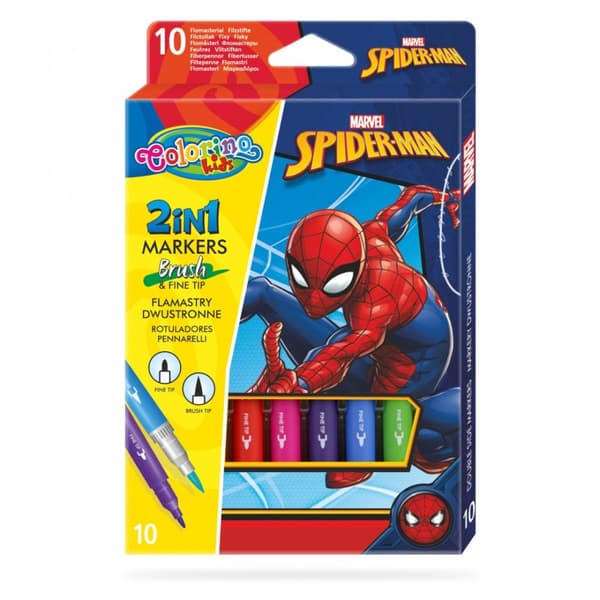 Spiderman Colorino dubbelsidiga markörer 10 färger