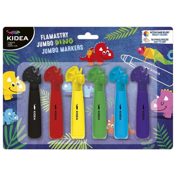Kidea Jumbo Dinosaurs 6 färger markörer