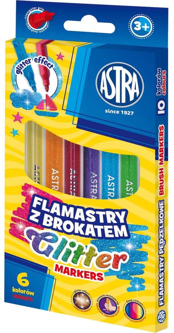Glitter tuscher 6 stk Astra