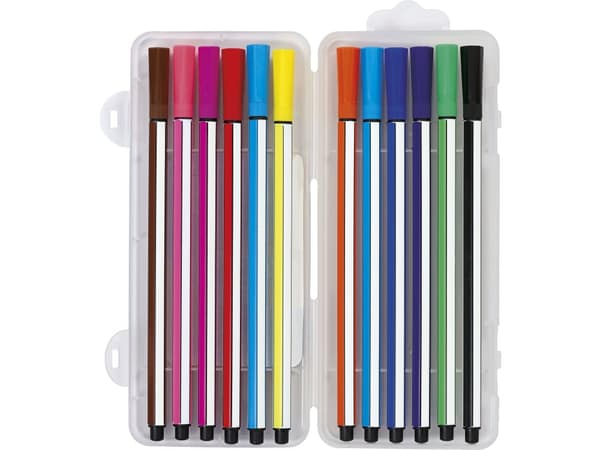 Markers 12 färger plastfodral Astra