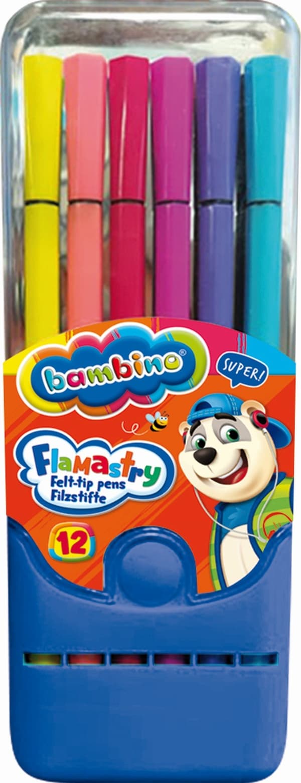 12-färgsmarkörer i Bambino-fodral
