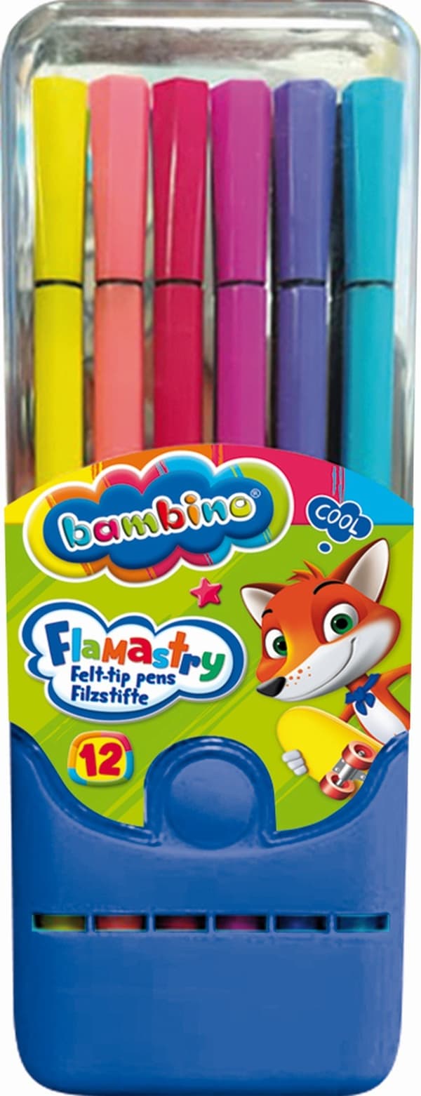 12-färgsmarkörer i Bambino-fodral