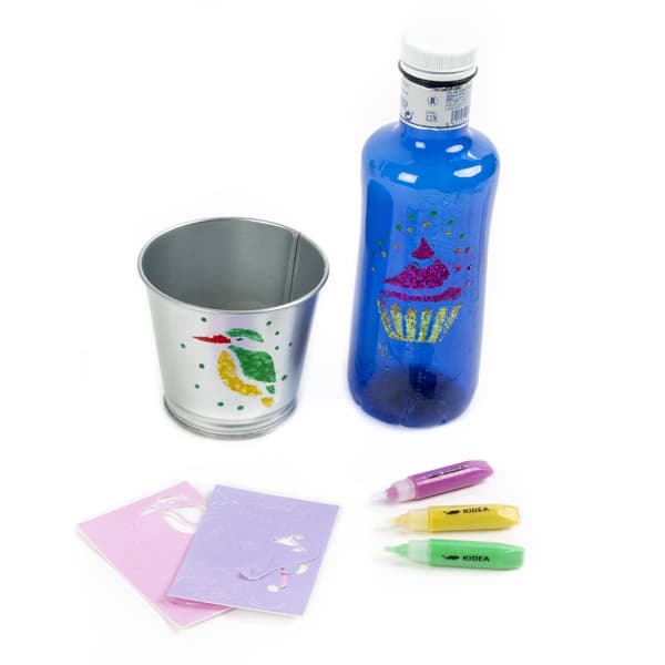 Kidea 10k glitter akrylmarkører med stencils