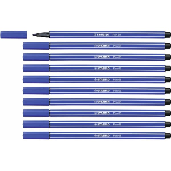 Tuschpennor Stabilo Pen 68 Marinblå (10 Delar)