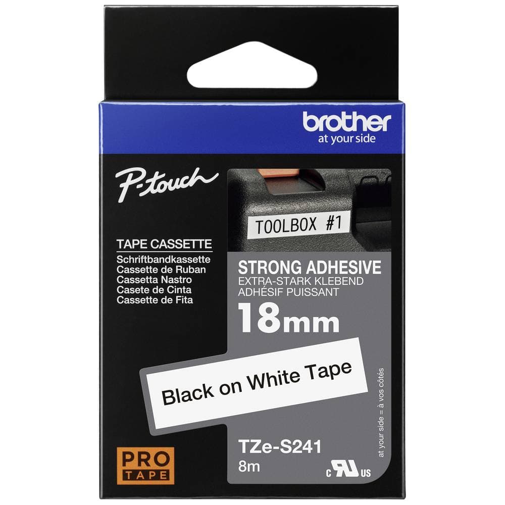 Märkband extras starkt lim Brother TZe-S241 Bandfärg: Vit Skriftfärg: Svart 18 mm 8 m