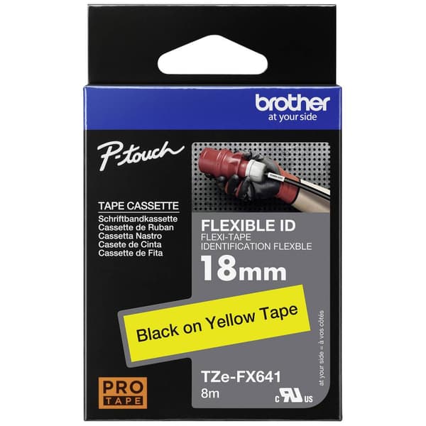 Märkband flexibel Brother TZe-FX, TZ-FX TZe-FX641 Bandfärg: Gul Skriftfärg:Svart 18 mm 8 m
