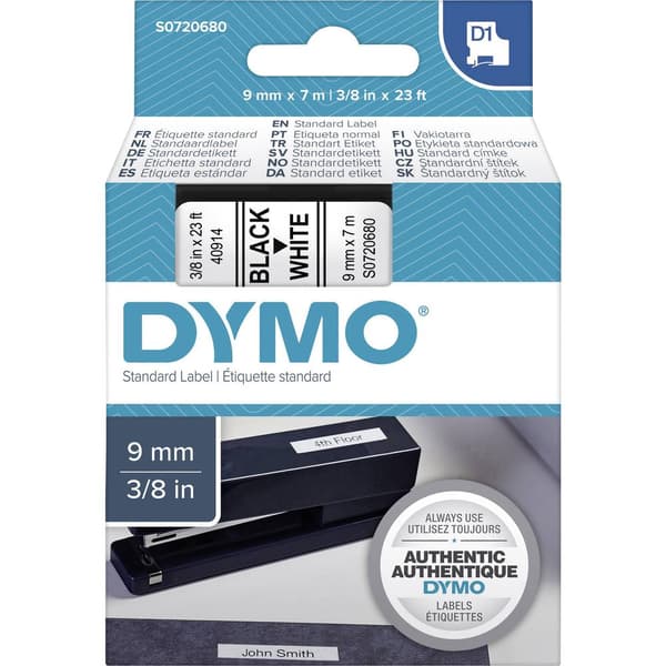 Märkband DYMO 40913 Bandfärg: Vit Skriftfärg: Svart 9 mm 7 m
