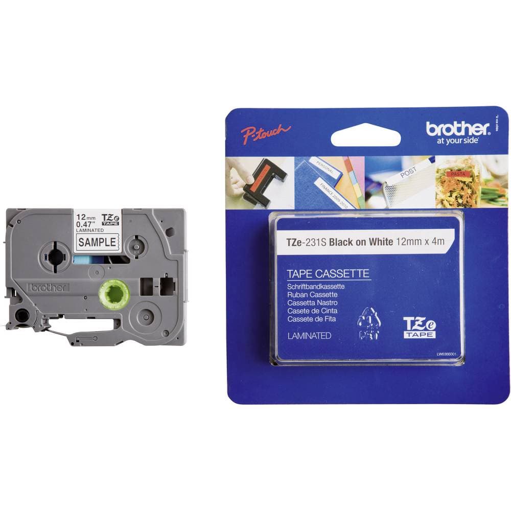 Märkband Brother TZe-231S Bandfärg: Vit Skriftfärg: Svart 12 mm 4 m