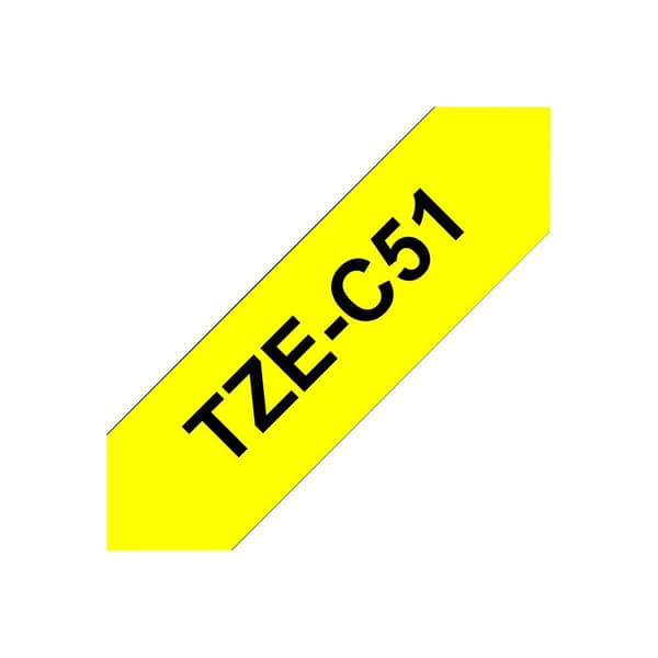 Märkband signalfärg Brother TZe, TZ TZe-C51 Bandfärg: Signal-gul Skriftfärg:Svart 24 mm 5 m