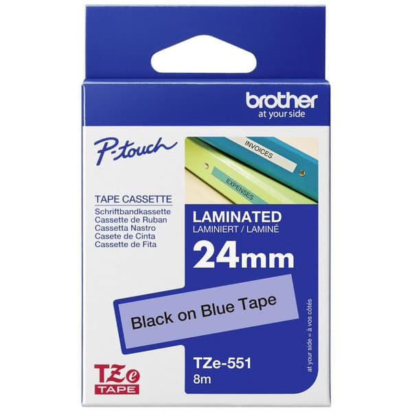 Märkband Brother TZe, TZ TZe-551 Bandfärg: Blå Skriftfärg:Svart 24 mm 8 m