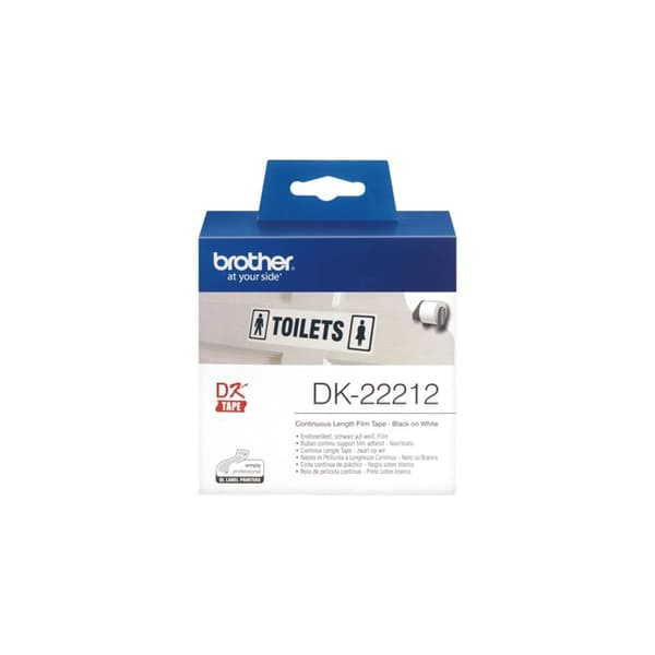 Brother DK-22212 Etikettrulle 62 mm x 15.24 m Folie Vit 1 st Permanent DK22212 Universaletiketter