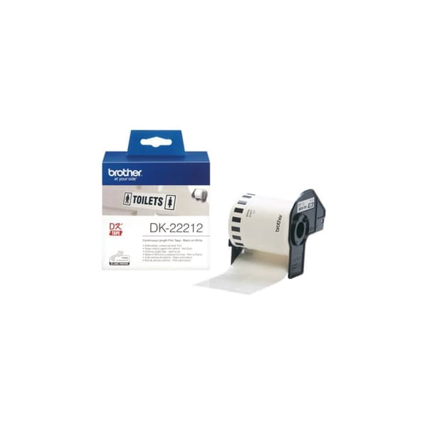 Brother DK-22212 Etikettrulle 62 mm x 15.24 m Folie Vit 1 st Permanent DK22212 Universaletiketter