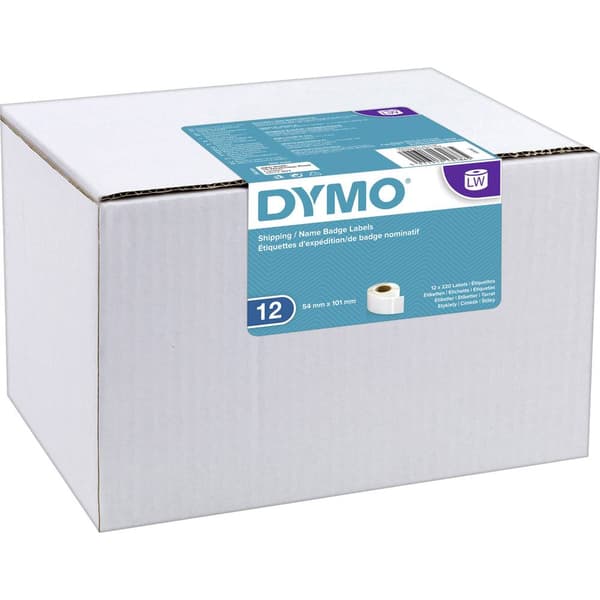 DYMO Etikettrulle Kombi-pack 13186 S0722420 101 x 54 mm Papper Vit 2640 st Permanent Fraktetiketter, Namnskyltsetikette