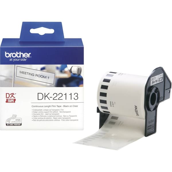 Brother DK-22113 Etikettrulle 62 mm x 15.24 m Folie Transparent 1 st Permanent DK22113 Universaletiketter