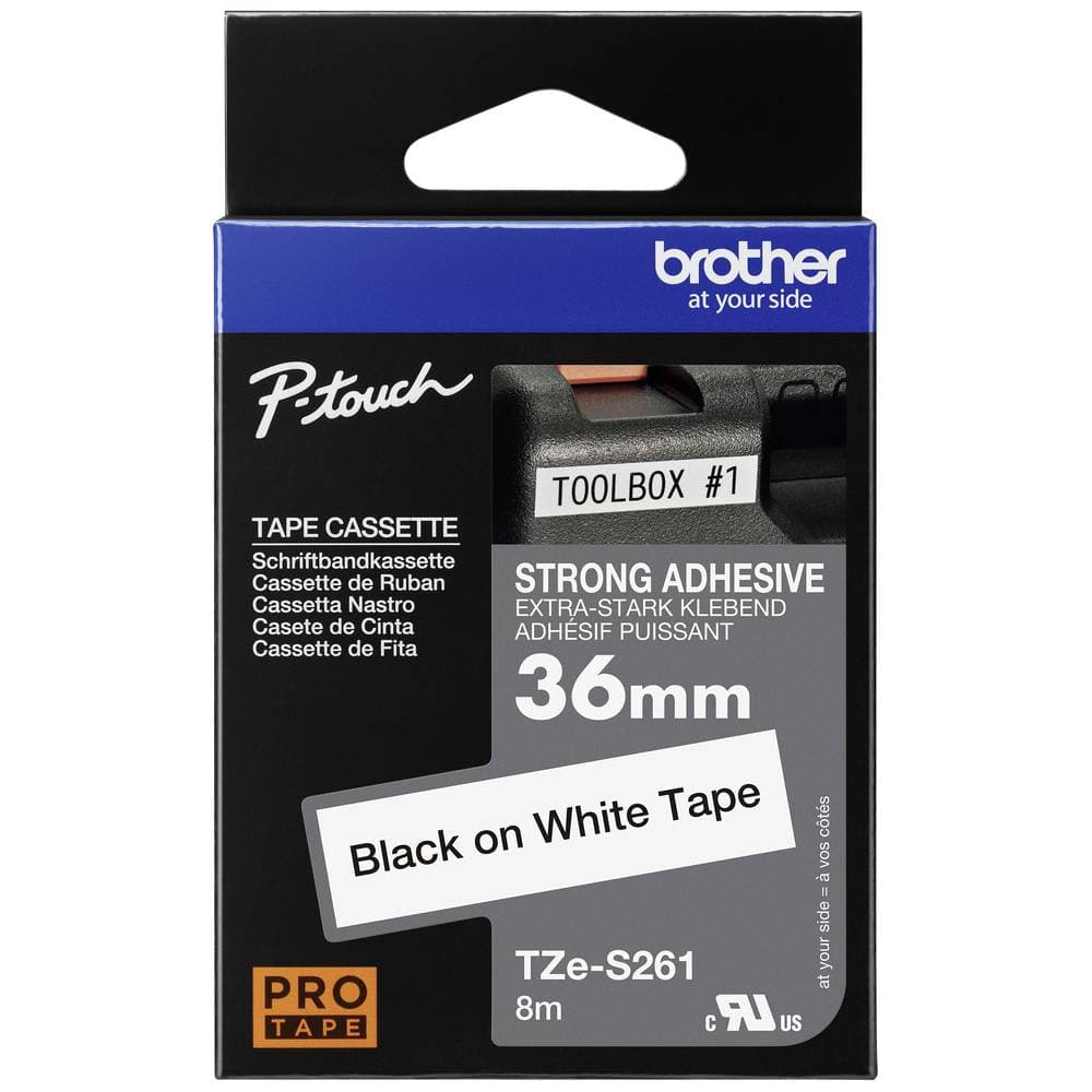 Märkband extras starkt lim Brother TZe-S261 Bandfärg: Vit Skriftfärg: Svart 36 mm 8 m