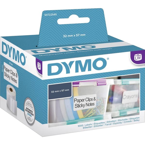 DYMO Etikettrulle 11354 S0722540 57 x 32 mm Papper Vit 1000 st Permanent Universaletiketter