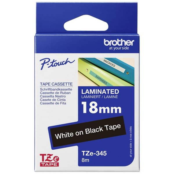 Märkband Brother TZe, TZ TZe-345 Bandfärg: Svart Skriftfärg:Vit 18 mm 8 m