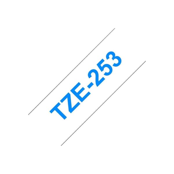 Märkband Brother TZe, TZ TZe-253 Bandfärg: Vit Skriftfärg:Blå 24 mm 8 m