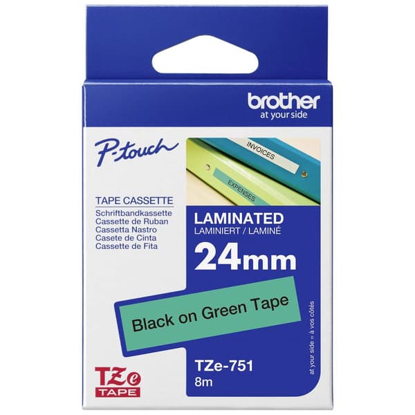 Märkband Brother TZe, TZ TZe-751 Bandfärg: Grön Skriftfärg:Svart 24 mm 8 m
