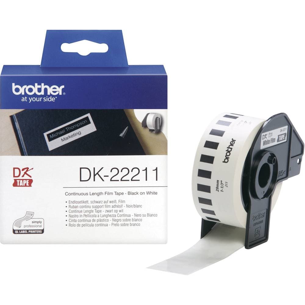 Brother Etikettrulle 29 mm x 15.24 m Folie Vit 1 st Permanent DK22211 Universaletiketter