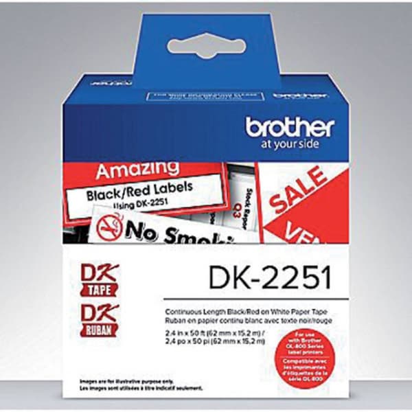 Brother DK-22251 Etikettrulle 62 mm x 15.24 m Papper Vit 1 st Permanent DK22251 Universaletiketter
