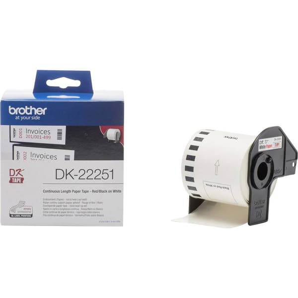 Brother DK-22251 Etikettrulle 62 mm x 15.24 m Papper Vit 1 st Permanent DK22251 Universaletiketter
