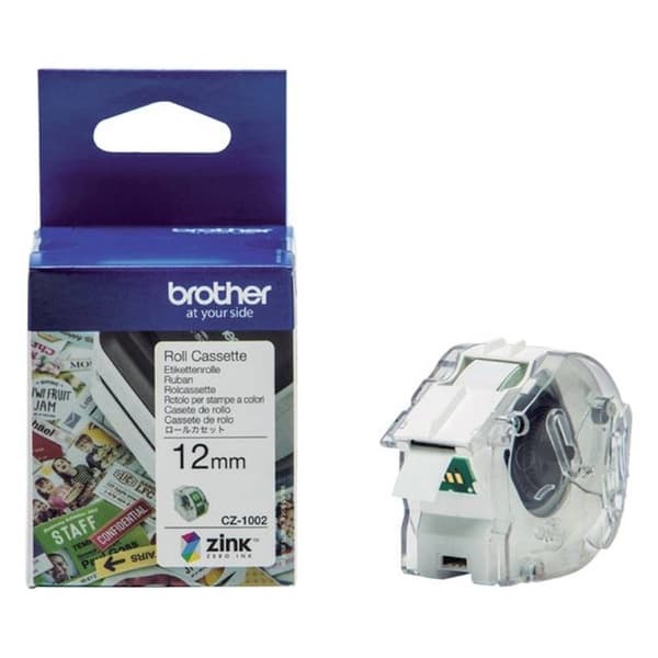 Brother Etikettrulle 12 mm x 5 m Papper Vit 1 st Permanent CZ1002 Färgetikettrulle