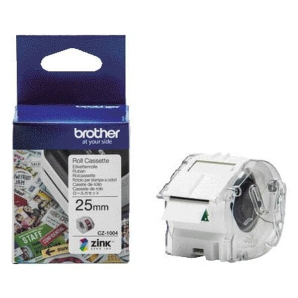 Brother Etikettrulle 25 mm x 5 m Papper Vit 1 st Permanent CZ1004 Färgetikettrulle