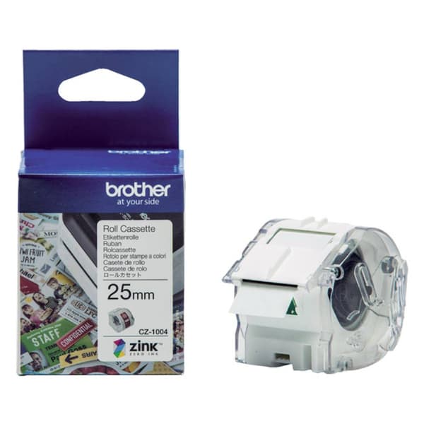 Brother Etikettrulle 25 mm x 5 m Papper Vit 1 st Permanent CZ1004 Färgetikettrulle