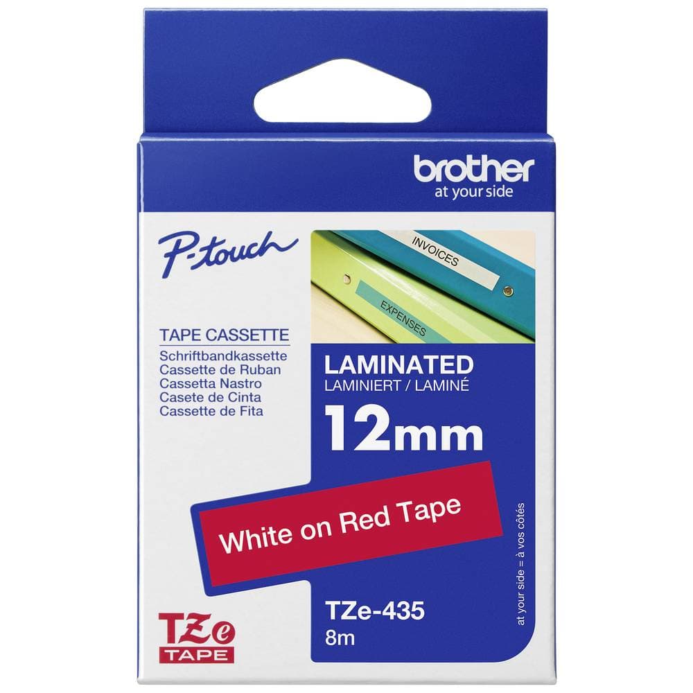 Märkband Brother TZe-435 Bandfärg: Röd Skriftfärg: Vit 12 mm 8 m