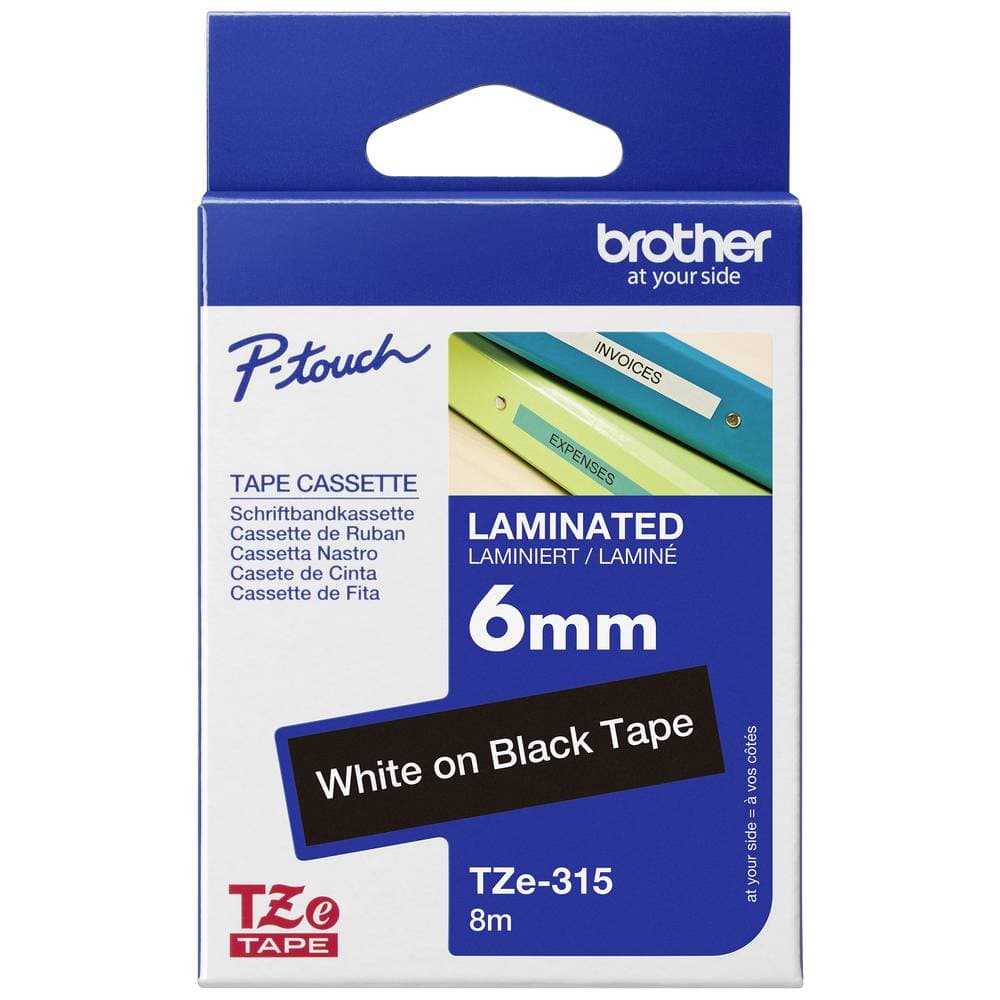 Märkband Brother TZe-315 Bandfärg: Svart Skriftfärg: Vit 6 mm 8 m
