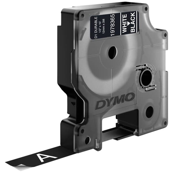 Märkband DYMO D1 1978365 Vinyl Bandfärg: Svart Skriftfärg:Vit 12 mm 3 m