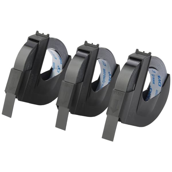 DYMO 3D Präglad tejp, etikettband Set 3 st Bandfärg: Svart Skriftfärg: Vit 9 mm 3 m S0847730