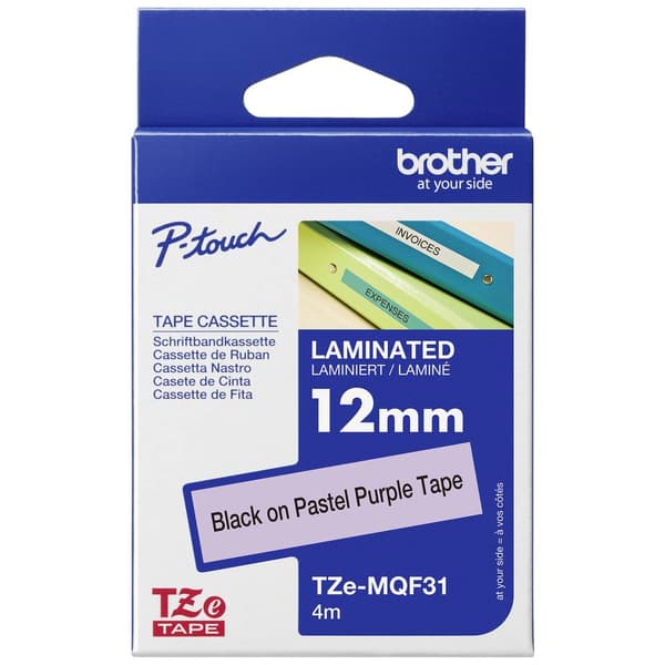 Märkband pastell Brother TZe, TZ TZe-MQF31 Bandfärg: Pastell-lilla Skriftfärg:Svart 12 mm 4 m