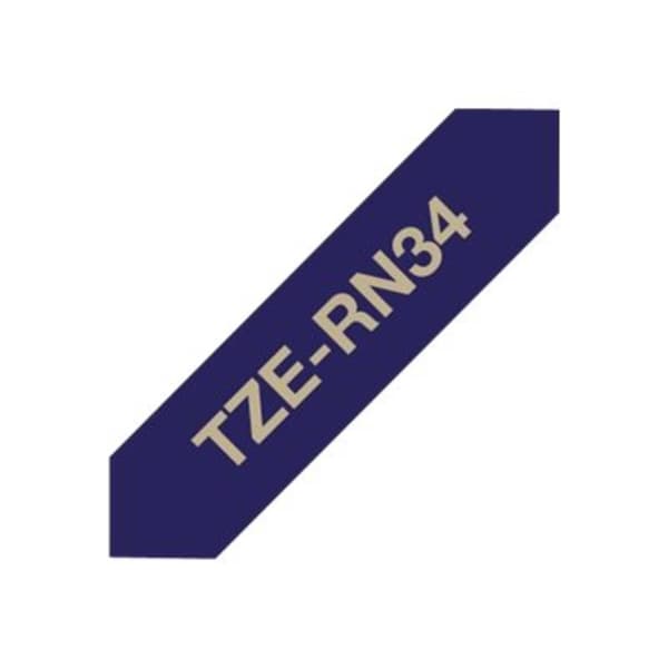 Märkband olaminerad textil Brother TZe, TZ TZe-RN34 Bandfärg: Marinblå Skriftfärg:Guld 12 mm 4 m